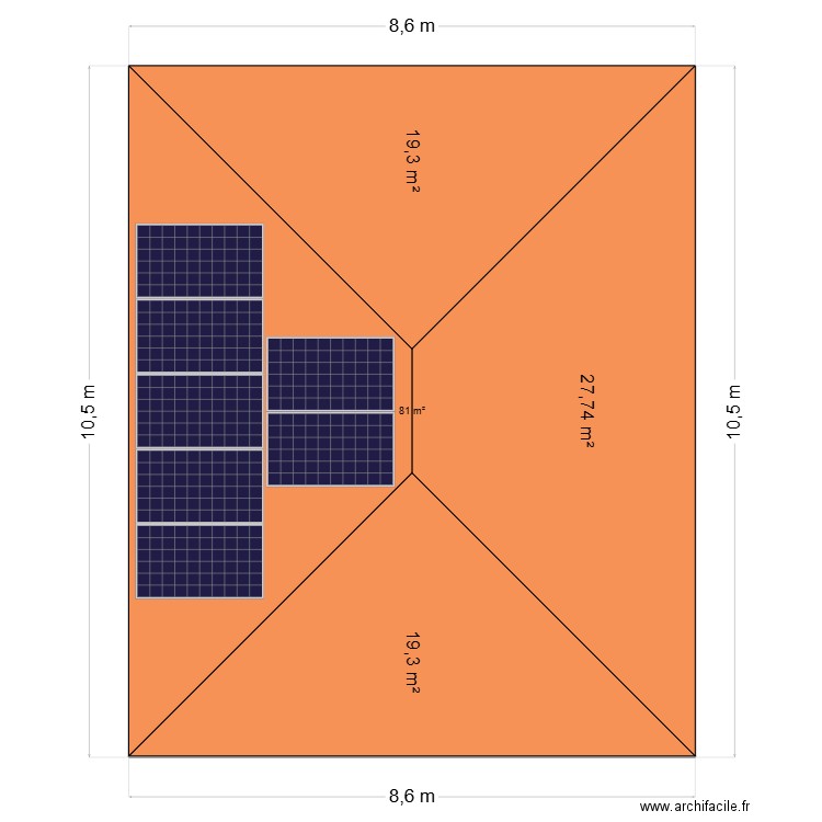 Calepinage. Plan de 1 pièce et 81 m2