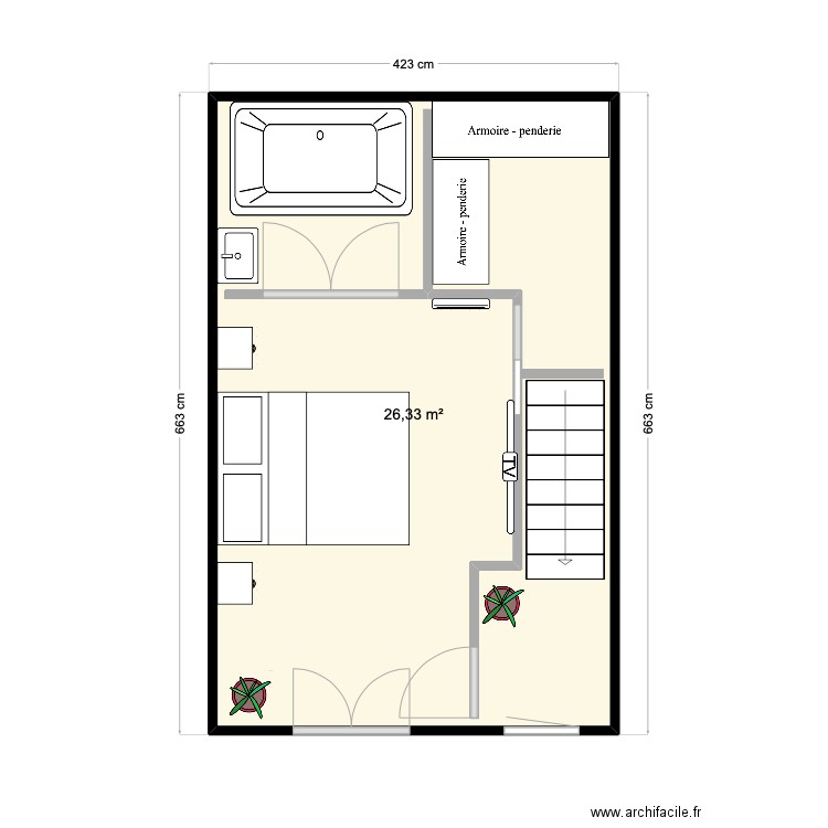 R-1. Plan de 6 pièces et 23 m2