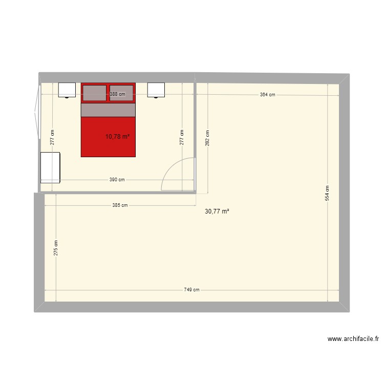 appt. Plan de 2 pièces et 42 m2