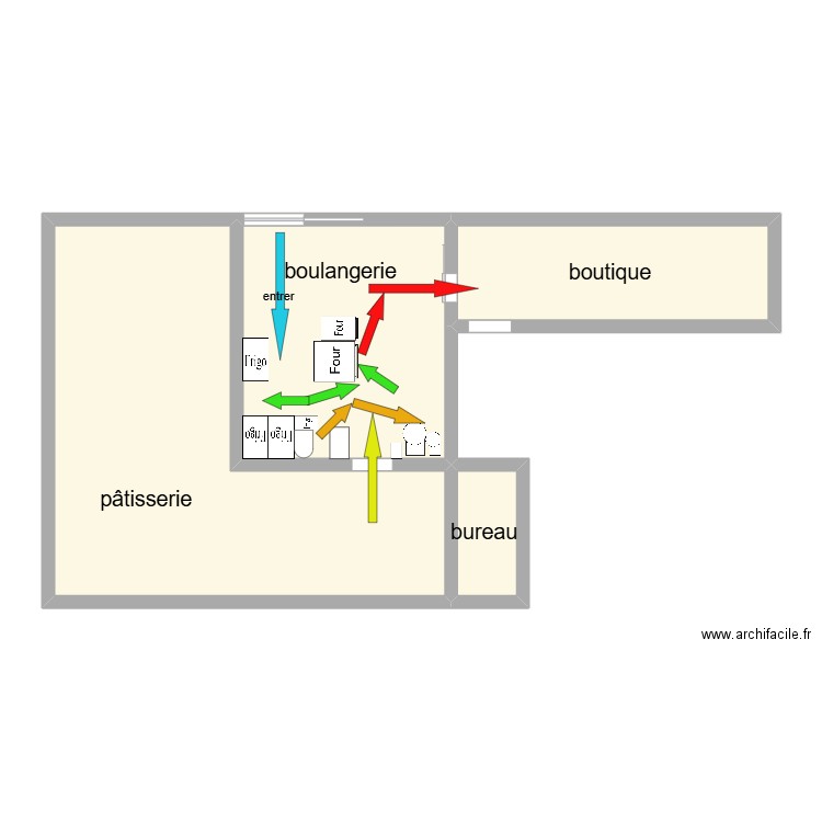 plan boulangerie bourguignonne . Plan de 4 pièces et 77 m2