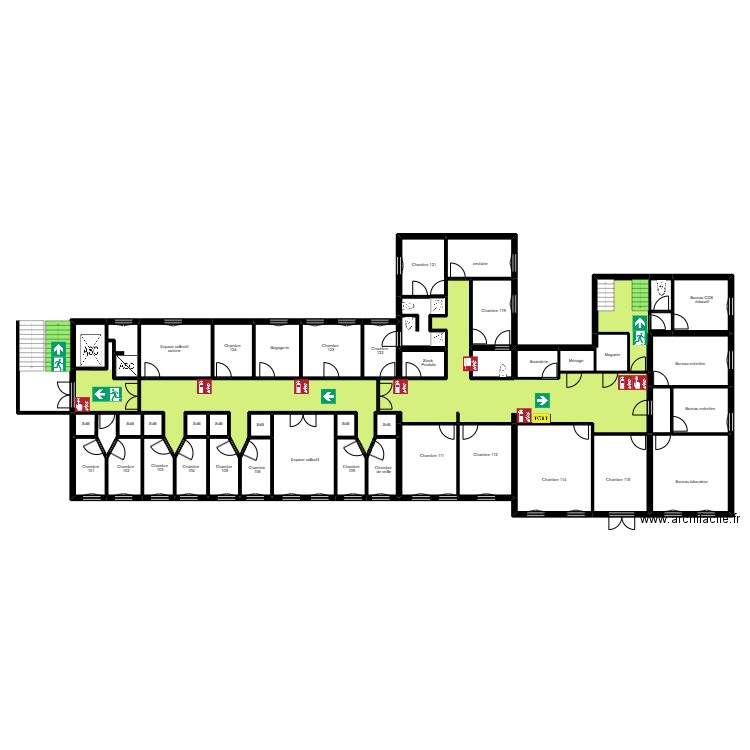 Afor etage 2 esc sos. Plan de 48 pièces et 353 m2