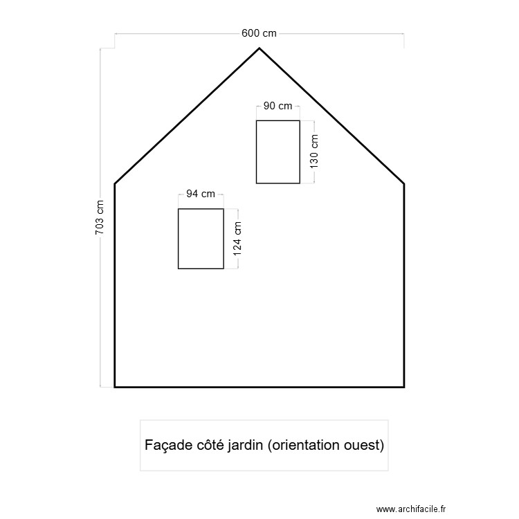 Façade ouest. Plan de 0 pièce et 0 m2