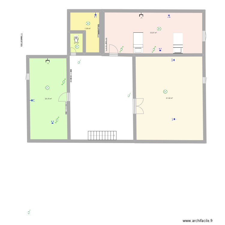 schema architectural . Plan de 5 pièces et 116 m2