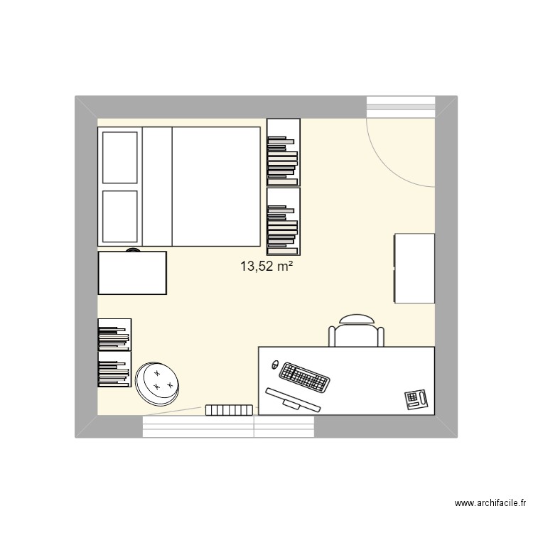 Ma chambre juillet 2024. Plan de 1 pièce et 14 m2