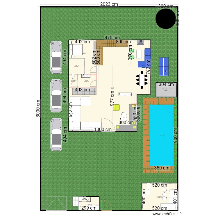 Projet maison 3. Plan de 21 pièces et 366 m2