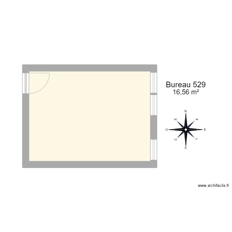 Bureau 529. Plan de 1 pièce et 17 m2