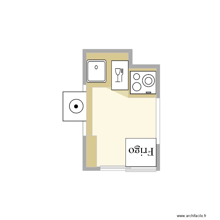 CUISINE JONQUOY. Plan de 1 pièce et 3 m2