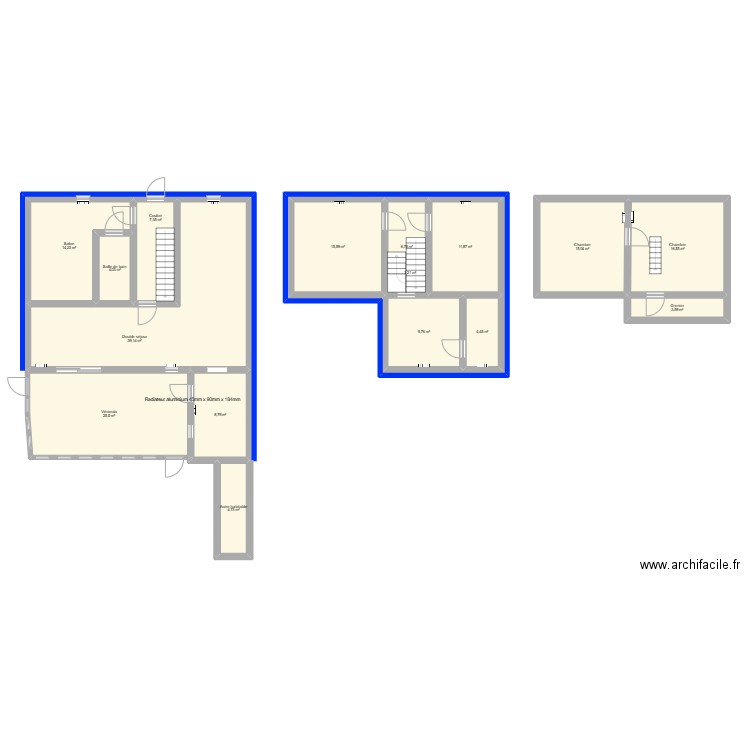 Maison Pompe Chaleur. Plan de 16 pièces et 249 m2