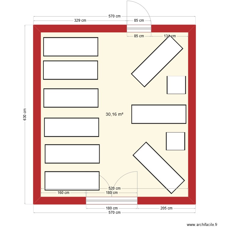 salle Expo. Plan de 1 pièce et 30 m2