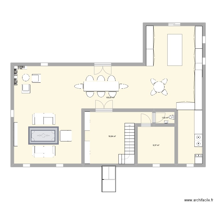 Plan. Plan de 4 pièces et 134 m2