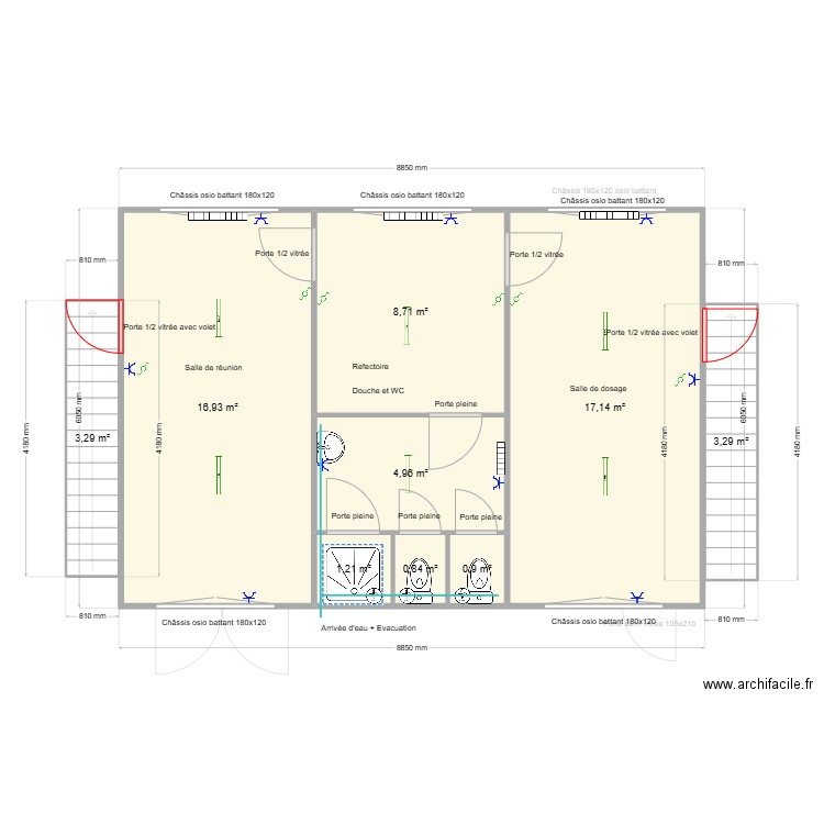 Central a béton . Plan de 12 pièces et 108 m2