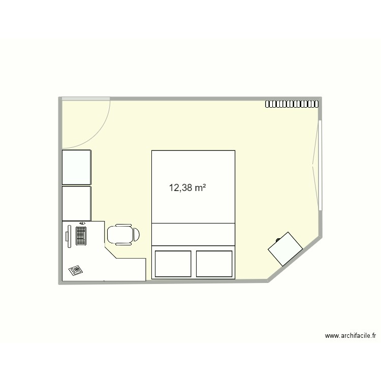 buro2. Plan de 1 pièce et 12 m2