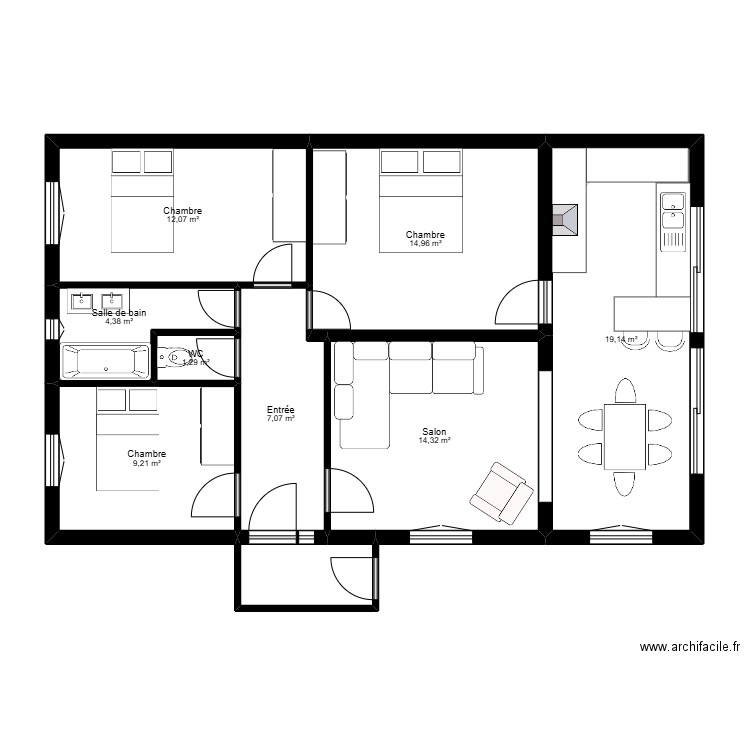 cezeroux nouvelle config 2. Plan de 9 pièces et 85 m2