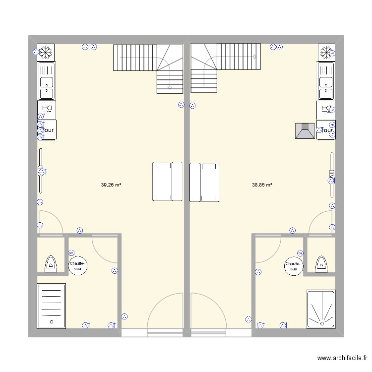 prise rdc forge. Plan de 2 pièces et 78 m2