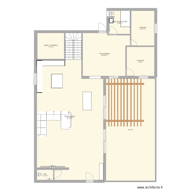 Champgault garage. Plan de 8 pièces et 194 m2