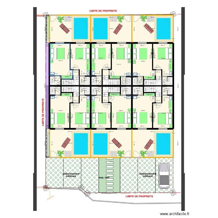 Beauregard plan étage 2ieme terrain. Plan de 35 pièces et 326 m2