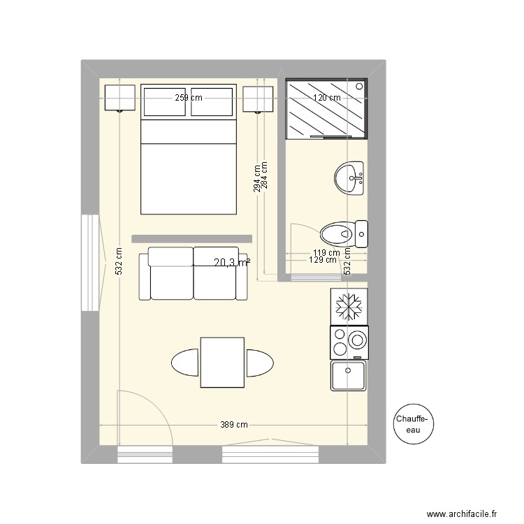 Garage. Plan de 1 pièce et 20 m2