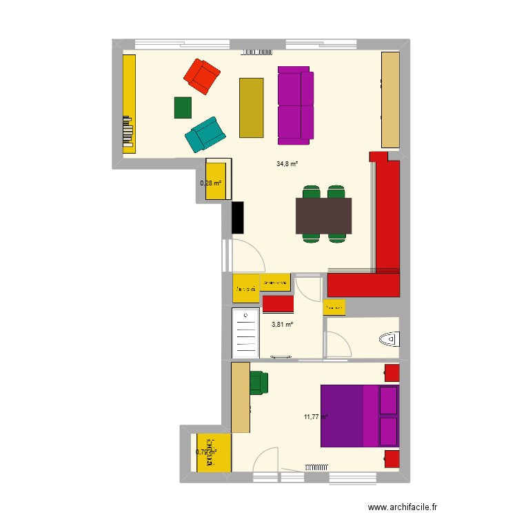 12 VIOLET MEUBLES OPTION 23 11 24. Plan de 5 pièces et 51 m2