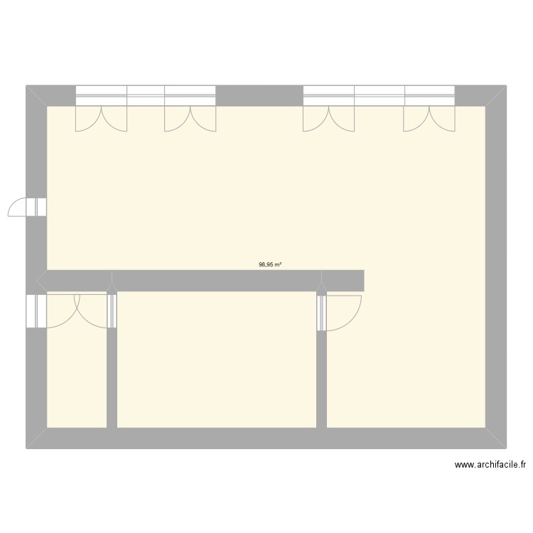 Loyers 3 RdC. Plan de 1 pièce et 99 m2