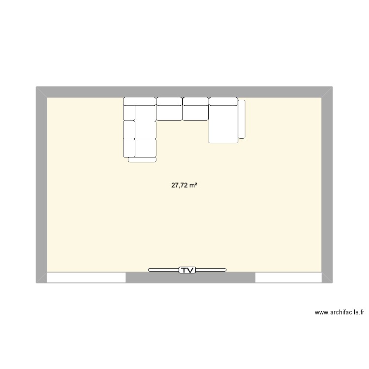 Salon. Plan de 1 pièce et 28 m2