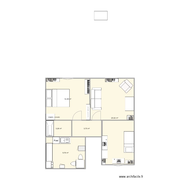 Appartement. Plan de 5 pièces et 57 m2