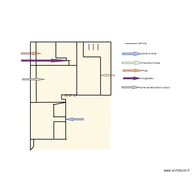 plan la panetière . Plan de 1 pièce et 19 m2