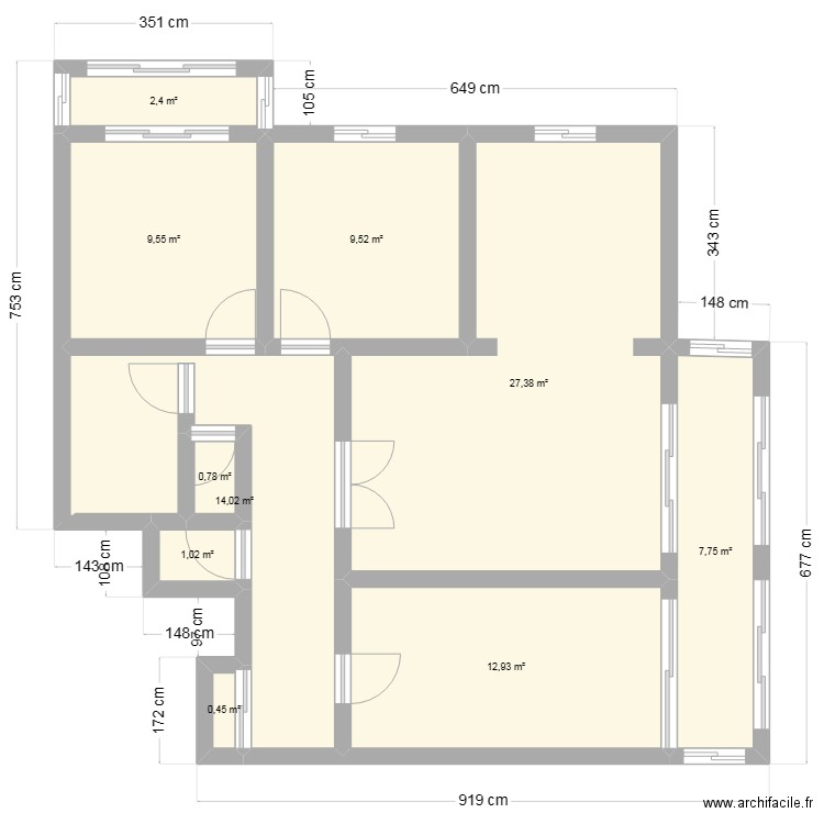 plan sauryne. Plan de 10 pièces et 86 m2