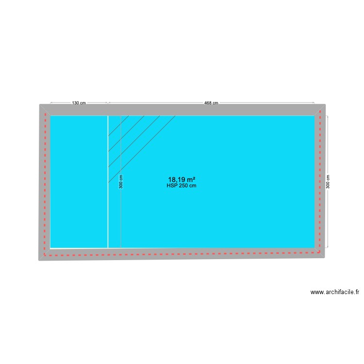 Piscine jung. Plan de 1 pièce et 18 m2