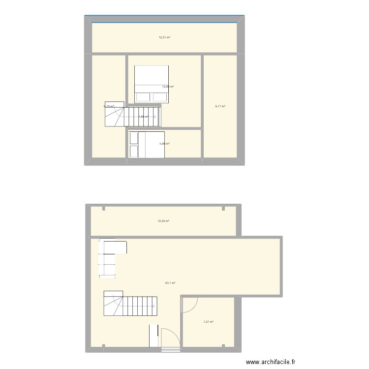 Chalet 2. Plan de 9 pièces et 115 m2