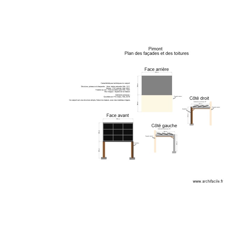 Pimont plan de facade. Plan de 1 pièce et 13 m2