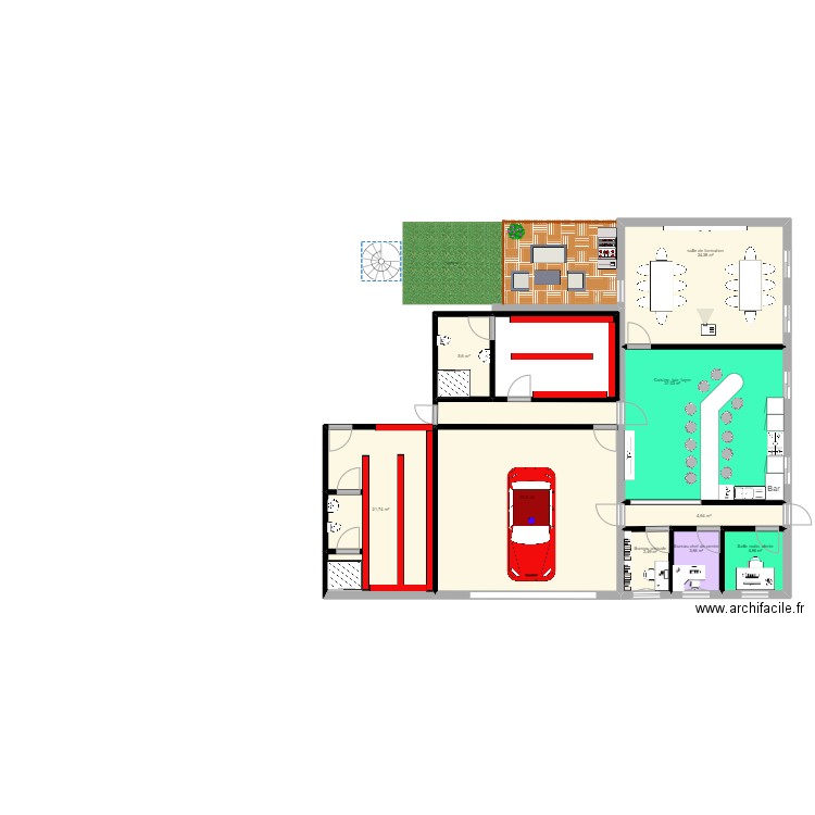 CASERNE 3. Plan de 9 pièces et 142 m2