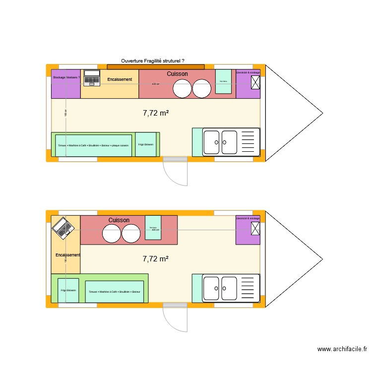 Caravane. Plan de 2 pièces et 15 m2