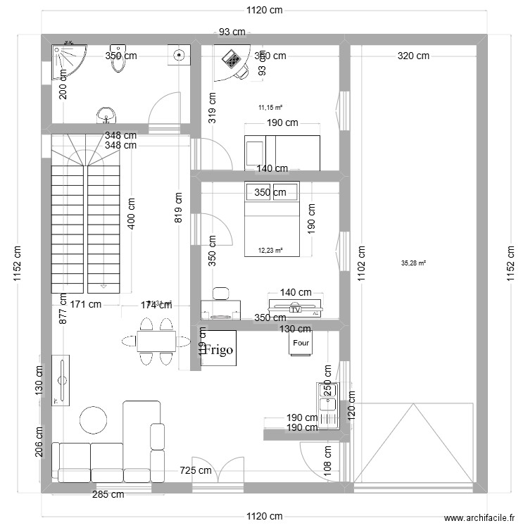 Maison elmain. Plan de 4 pièces et 110 m2