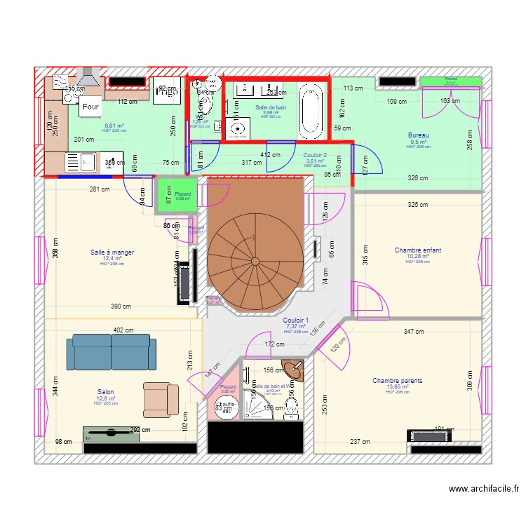 Appart 117 projet 3. Plan de 26 pièces et 100 m2