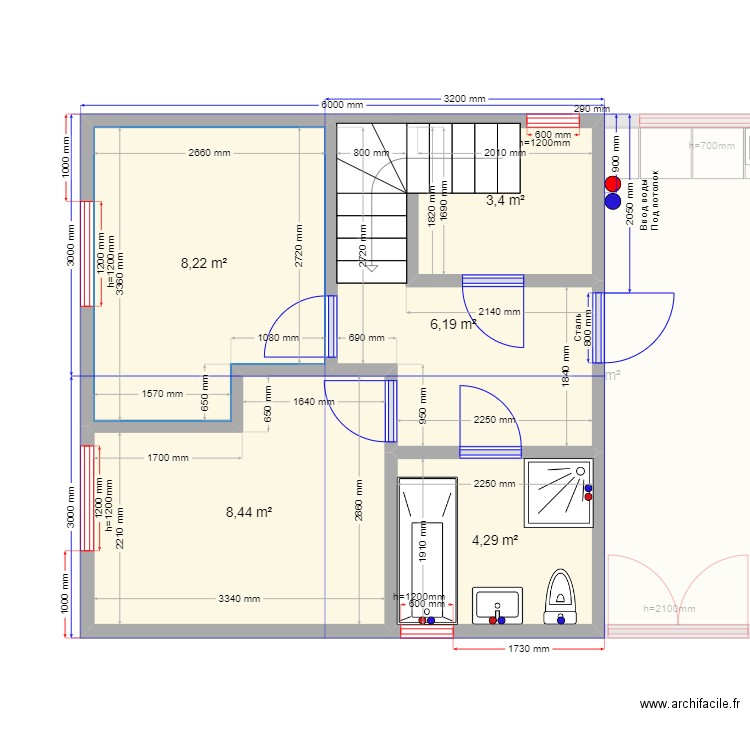 ЕБ 9.1 гхвс. Plan de 10 pièces et 94 m2