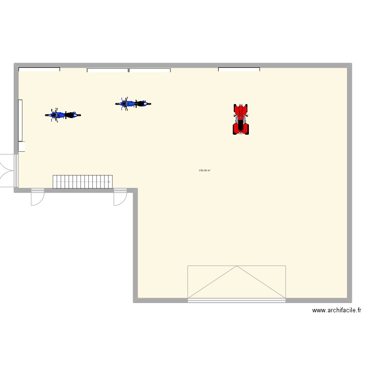 garage. Plan de 1 pièce et 236 m2