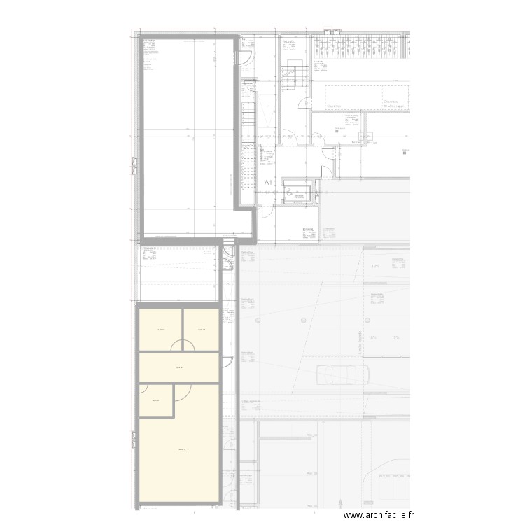 Projet PAV sous-sol. Plan de 5 pièces et 119 m2