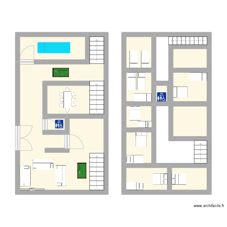 Maison SAINS. Plan de 13 pièces et 60 m2