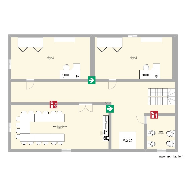 primer piso. Plan de 5 pièces et 184 m2