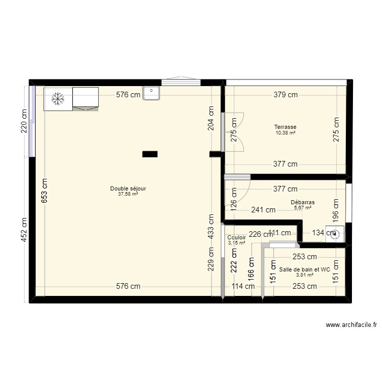 APPART SOUS SOL. Plan de 5 pièces et 61 m2