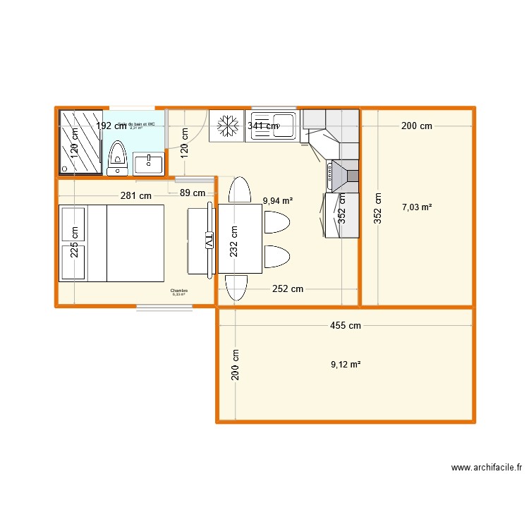 chalet. Plan de 5 pièces et 35 m2