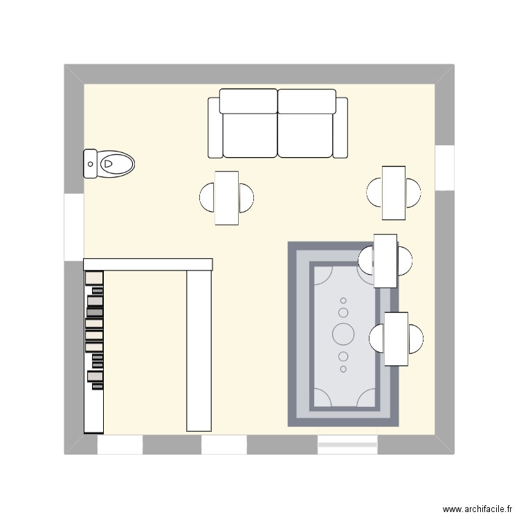 vriends. Plan de 1 pièce et 23 m2