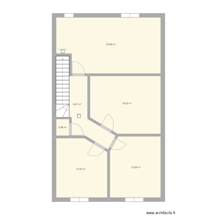 Etage 2. Plan de 6 pièces et 76 m2