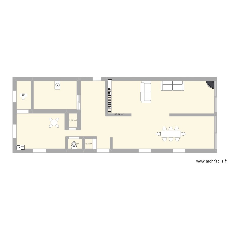 Pepingen idées. Plan de 4 pièces et 59 m2