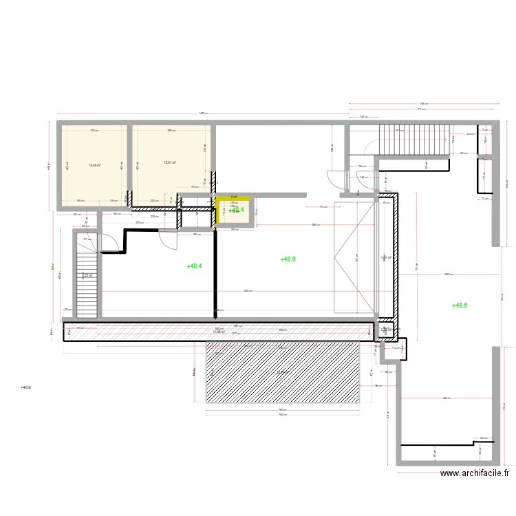 implantation sous sol mazurier. Plan de 9 pièces et 77 m2