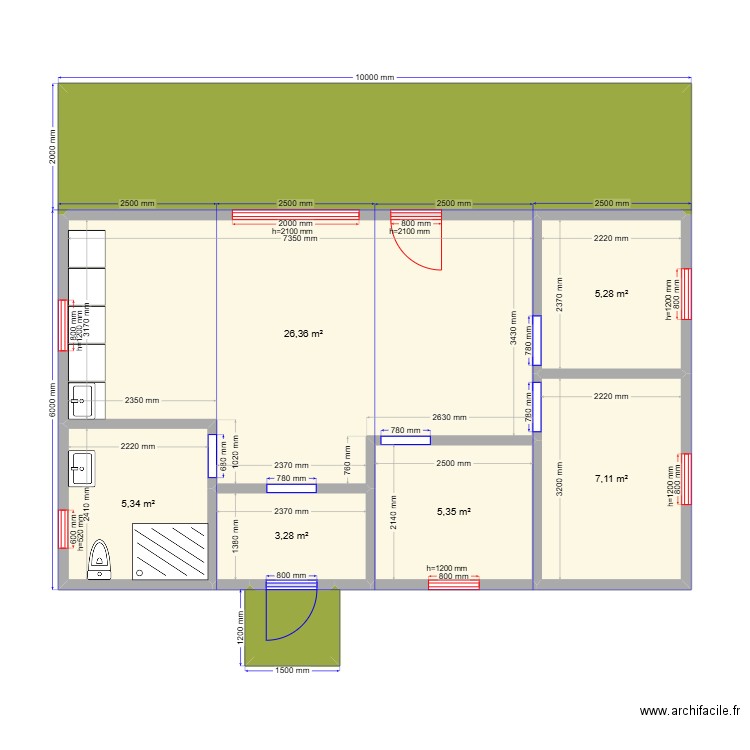 Богаиха нов. Plan de 8 pièces et 72 m2