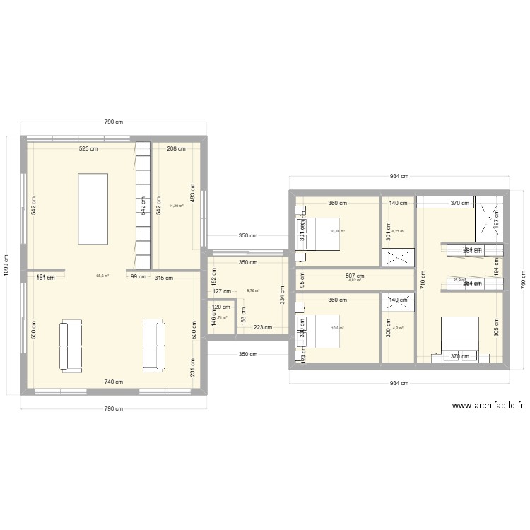 nordique. Plan de 10 pièces et 149 m2