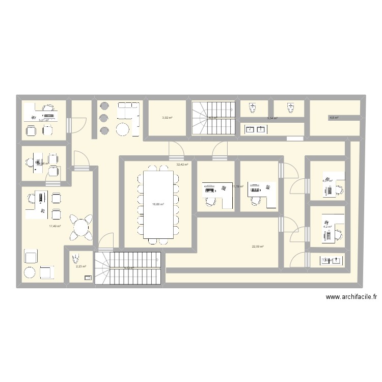 Plan 2d 4em Etage. Plan de 16 pièces et 146 m2