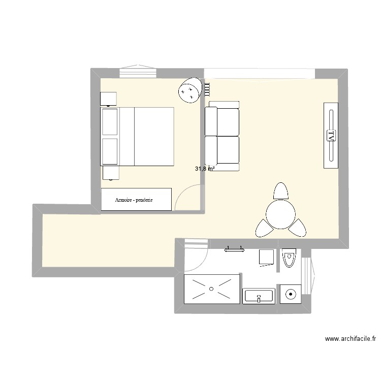 EMMA. Plan de 1 pièce et 32 m2