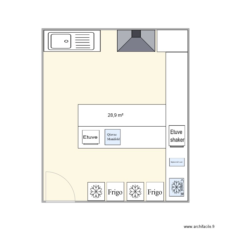 Labo pDNA. Plan de 1 pièce et 29 m2